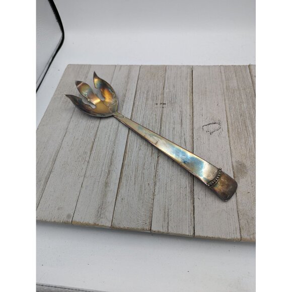 3 Three Crown Silversmiths Salad Serving Fork Silver Plate 12 1/4" - Picture 1 of 6
